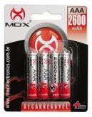 Pilha AAA Mox recarregavel 2600mAh